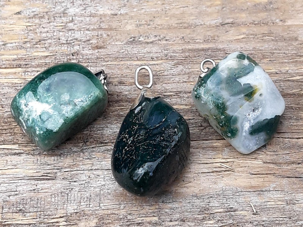 Edelsteen Mos Agaat hanger